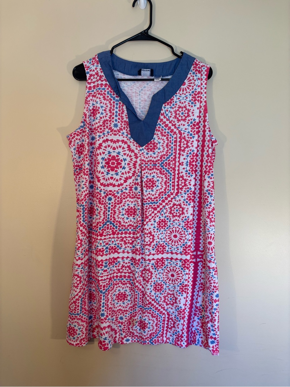 Basic Editions Pink and Blue Sleeveless Midi Dress
